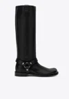 Loewe Campo Biker High Boot In Black Calfskin Leather In Black