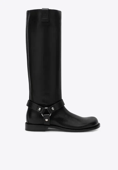 LOEWE CAMPO BIKER LEATHER KNEE-HIGH BOOTS