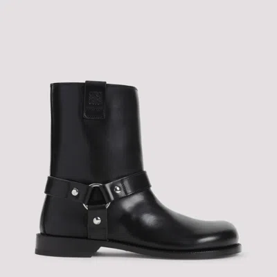 Loewe Campo Biker Shearling Boots In Black