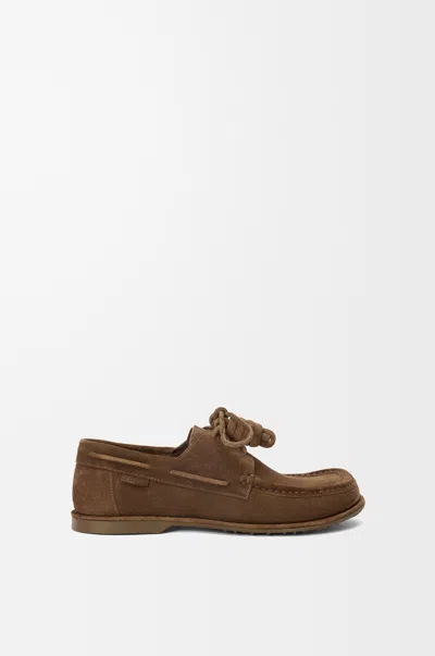 Loewe Campo Suede Lace-up Boat Shoes In Brown