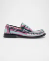 Loewe Mocassini Campo In Pelle Multicolor Donna In 5035 Mint/pink/forest Green