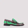 Loewe Multicolour Calf Leather Loafers With Decorative Strap In Green