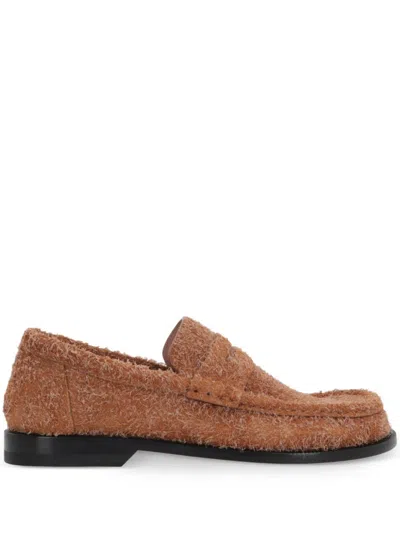 Loewe Campo Brushed Suede Loafers In Brown