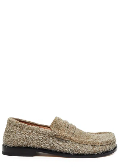 Loewe Campo Brushed Suede Loafers In Neutral