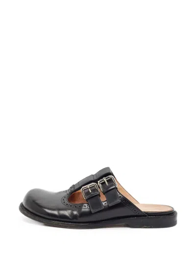 Pre-owned Loewe Campo Buckle Mules In Black