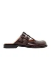 Loewe Brown Waxed Calfskin Campo Mary Jane Sabot In Black