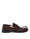 Loewe Leather Penny Strap Moccasins In Brown