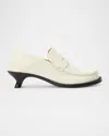 Loewe Campo 45 Croc-effect Leather Loafer Pumps In White