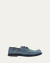 Loewe Campo Denim Boat Loafers In Raw Denim