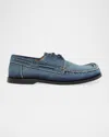 Loewe Campo Denim Boat Loafers In Raw Denim