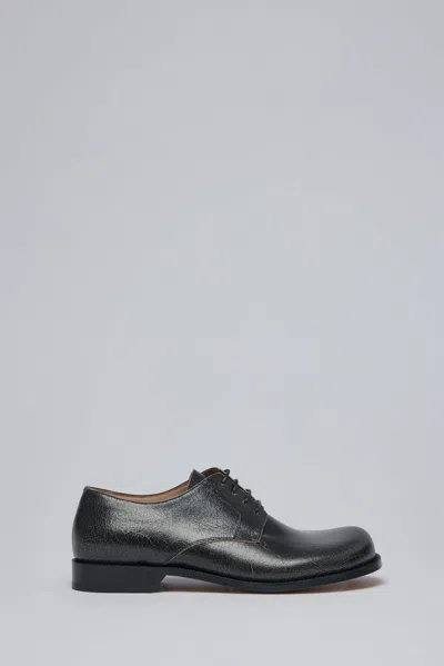 Loewe Campo Derby In Cracked Calfskin In Black