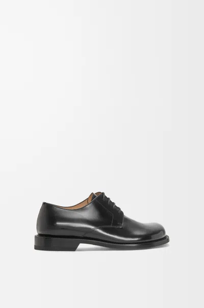 Loewe Terra Glossed-leather Derby Shoes In Black