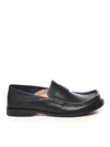 Loewe Penny Strap Round Toe Stitched Detailing Loafers In Black