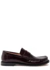 Loewe Campo Leather Loafers With Glossy Textured Finish In Burgundy