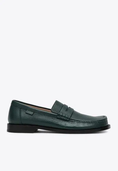 Loewe Campo Grained Leather Loafers In Green