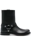 Loewe Campo Leather Biker Boots In Black