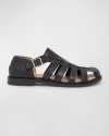 Loewe Open Toe Round Head Flat-soled Sandals In Black