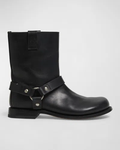 LOEWE CAMPO LEATHER HARNESS BIKER BOOTS