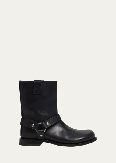 LOEWE CAMPO LEATHER HARNESS BIKER BOOTS