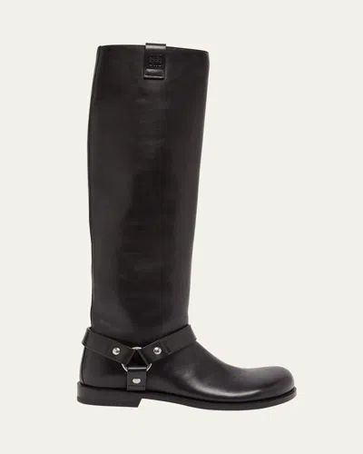 LOEWE CAMPO LEATHER HARNESS BIKER BOOTS