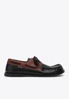 Loewe Sculpted Black Leather Shoes With Brown Accents In Brown