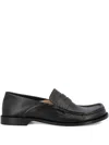 Loewe Penny Strap Round Toe Stitched Detailing Loafers In Black