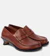 Loewe Leather Campo Heeled Loafers 40 In Braun