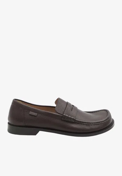 Loewe Campo Leather Loafers In Burgundy