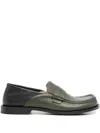 Loewe Men Two-tone Leather Campo Flap Loafers In Green