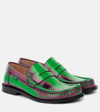 Loewe Brushed Loafers With Asymmetric Round Toe In Multi