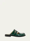 Loewe Campo Leather Mary Jane Mules In Forest Green