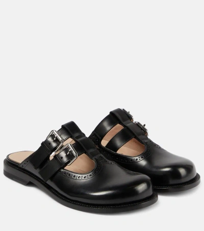 Loewe Campo Leather Mules In Black