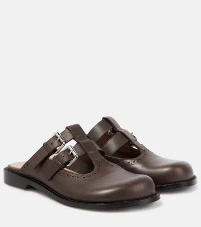 Loewe Campo Leather Mules In Brown