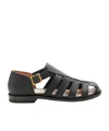 Loewe Open Toe Round Head Flat-soled Sandals In Black