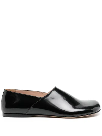 Loewe Campo Leather Slippers In Black