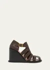 Loewe Women's Campo 90mm Leather Wedge Sandals In Dark Brown