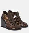Loewe Women's Campo 90mm Leather Wedge Sandals In Brown