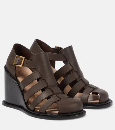 LOEWE CAMPO LEATHER WEDGE SANDALS
