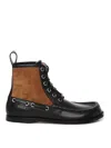 Loewe Rounded Toe Calfskin Bootie With Suede Inserts In Black
