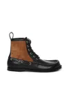 Loewe Rounded Toe Calfskin Bootie With Suede Inserts In Multi