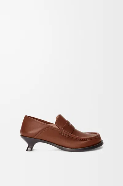 Loewe Leather Campo Heeled Loafers 40 In Brown