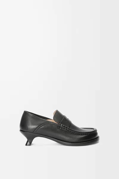 Loewe Leather Campo Heeled Loafers 40 In Black