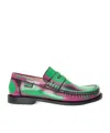 Loewe Campo Loafer In Brushed Calfskin In Green/pink/burgundy