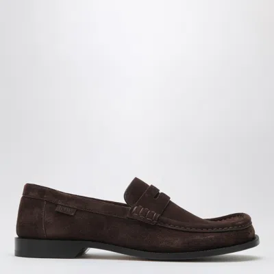 Loewe Campo Loafers In Brown Suede Calfskin