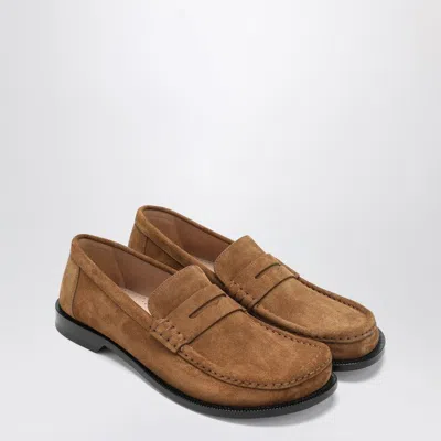 Loewe Campo Loafers In Tobacco Suede Men In Brown
