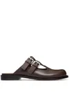 Loewe Brown Waxed Calfskin Campo Mary Jane Sabot In Black