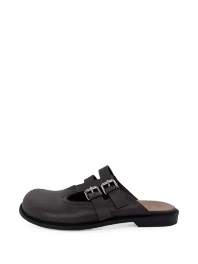 Pre-owned Loewe Campo Mary Jane Mules In Brown