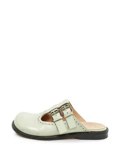 Pre-owned Loewe Campo Mary Jane Mules In Green
