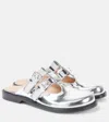 Loewe Campo Metallic Leather Mary Jane Flats In Silver