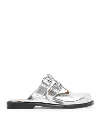 LOEWE CAMPO METALLIC LEATHER MARY JANE MULE